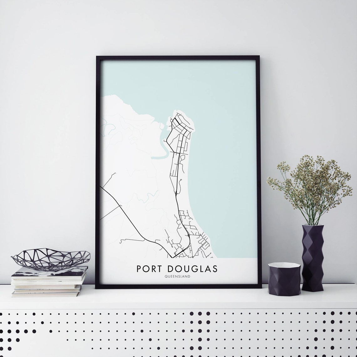 Port Douglas Queensland Australia Scenic Coastal City Map Wall Art