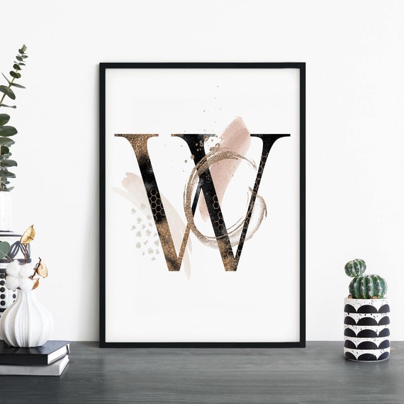 Letter W Alphabet Abstract Print Wall Art 4x6 5x7 A4 A3 A2 A1