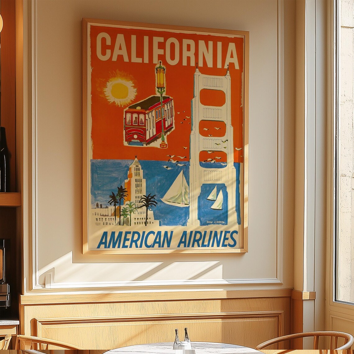 California American Airlines Vintage Retro Airline Travel Poster