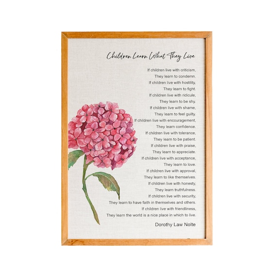 Dorothy Law Nolte Children Learn What They Live Poem Hydrangea Poster