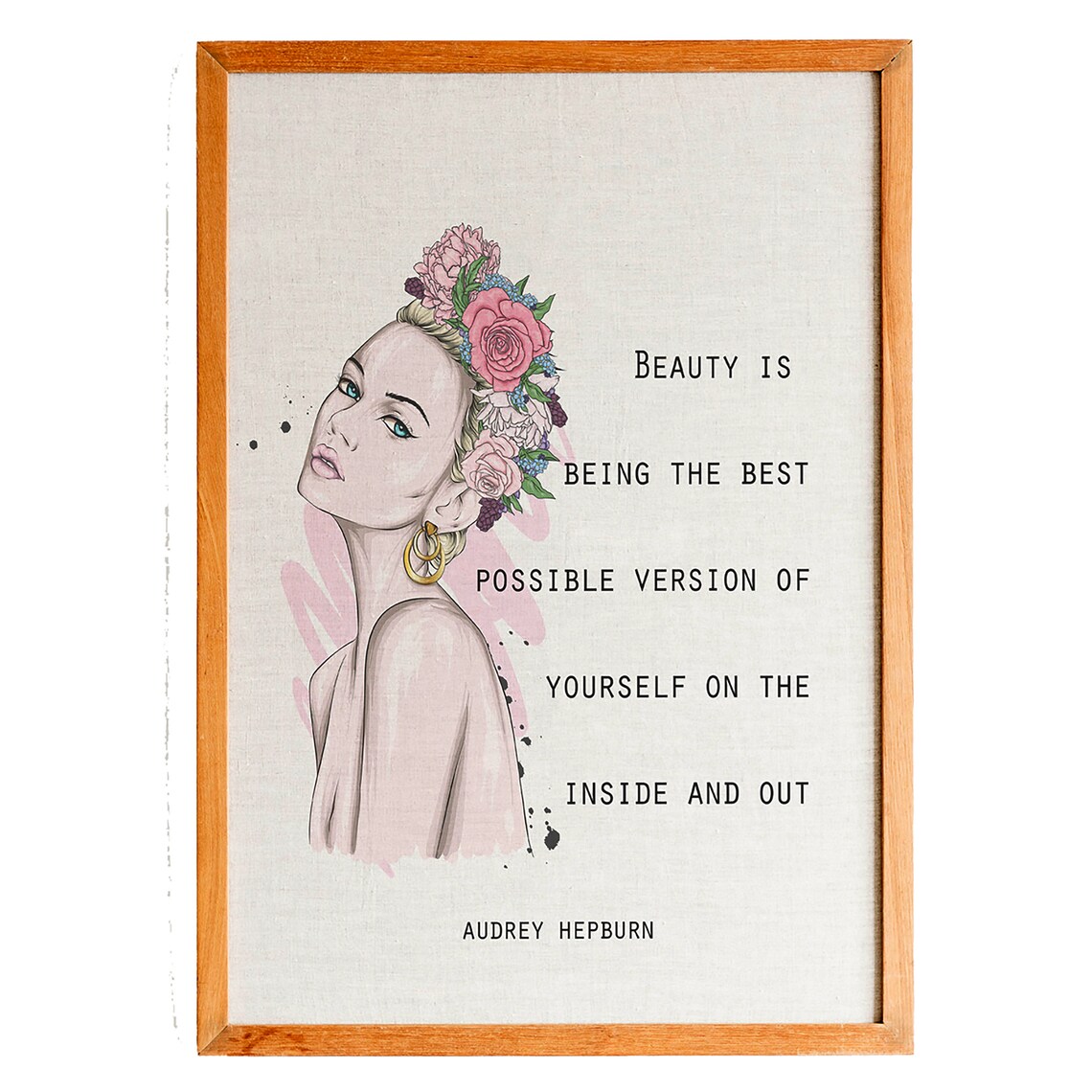 Audrey Hepburn Beauty Best Version Yourself Floral Woman Quote Poster