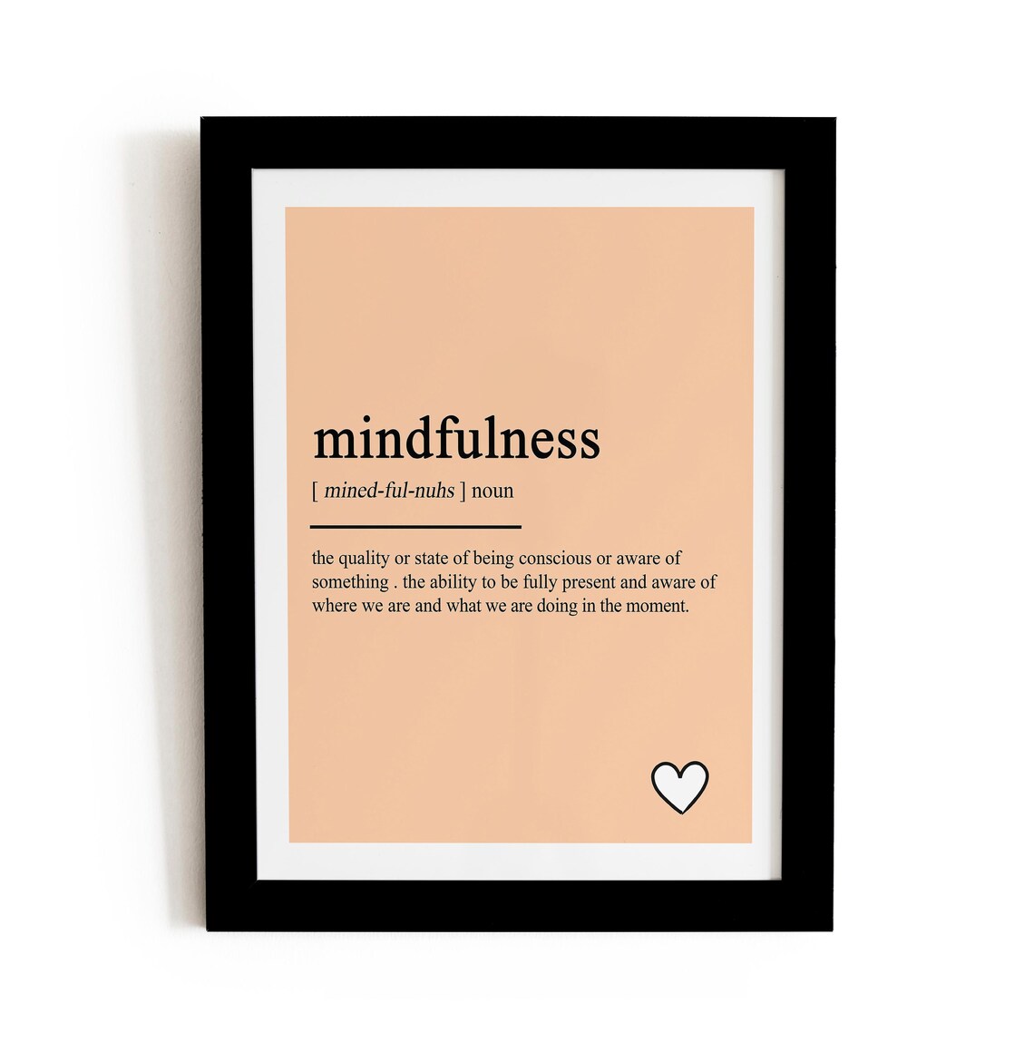 Mindfulness Definition Dictionary Quote Art Be Present Motivational Poster