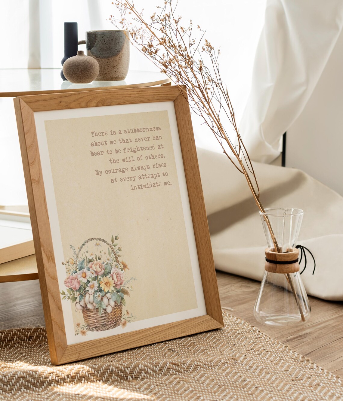 Pride and Prejudice Stubborn Courage Quote Art Vintage Paper Basket Poster - Image 2
