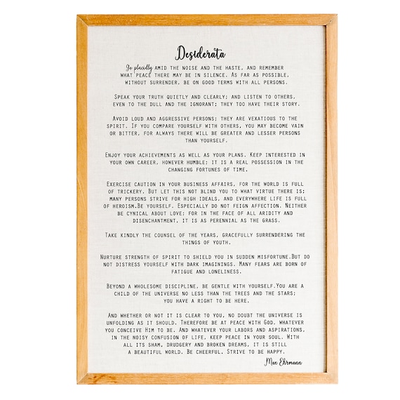 Desiderata Poem Print Max Ehrmann Peom Desiderata Print Minimalist Decor Literary Quote Print Motivational Quote Inspirational Poem