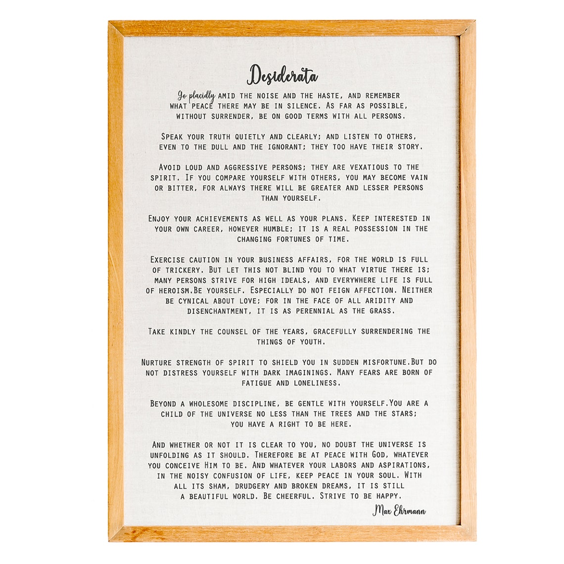 Max Ehrmann Desiderata Poem Classic Cream Literary Quote Poster