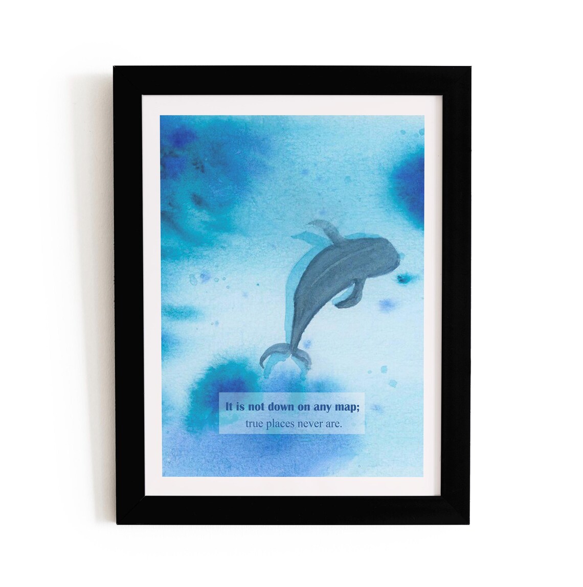 Moby Dick True Places Never Are Whale Watercolor Quote Poster - Image 2