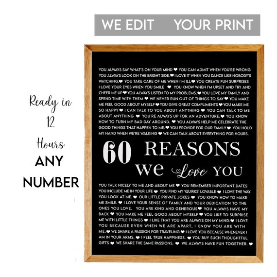 60 Reasons I Love You 60 Things I Love About You Boyfriends 50th Boyfriends 60th Wifes 60th 60th Birthday Sixty Birthday