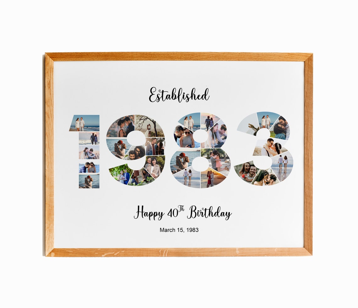 1983 Number Photo Collage 40th Birthday Keepsake Personalized Poster