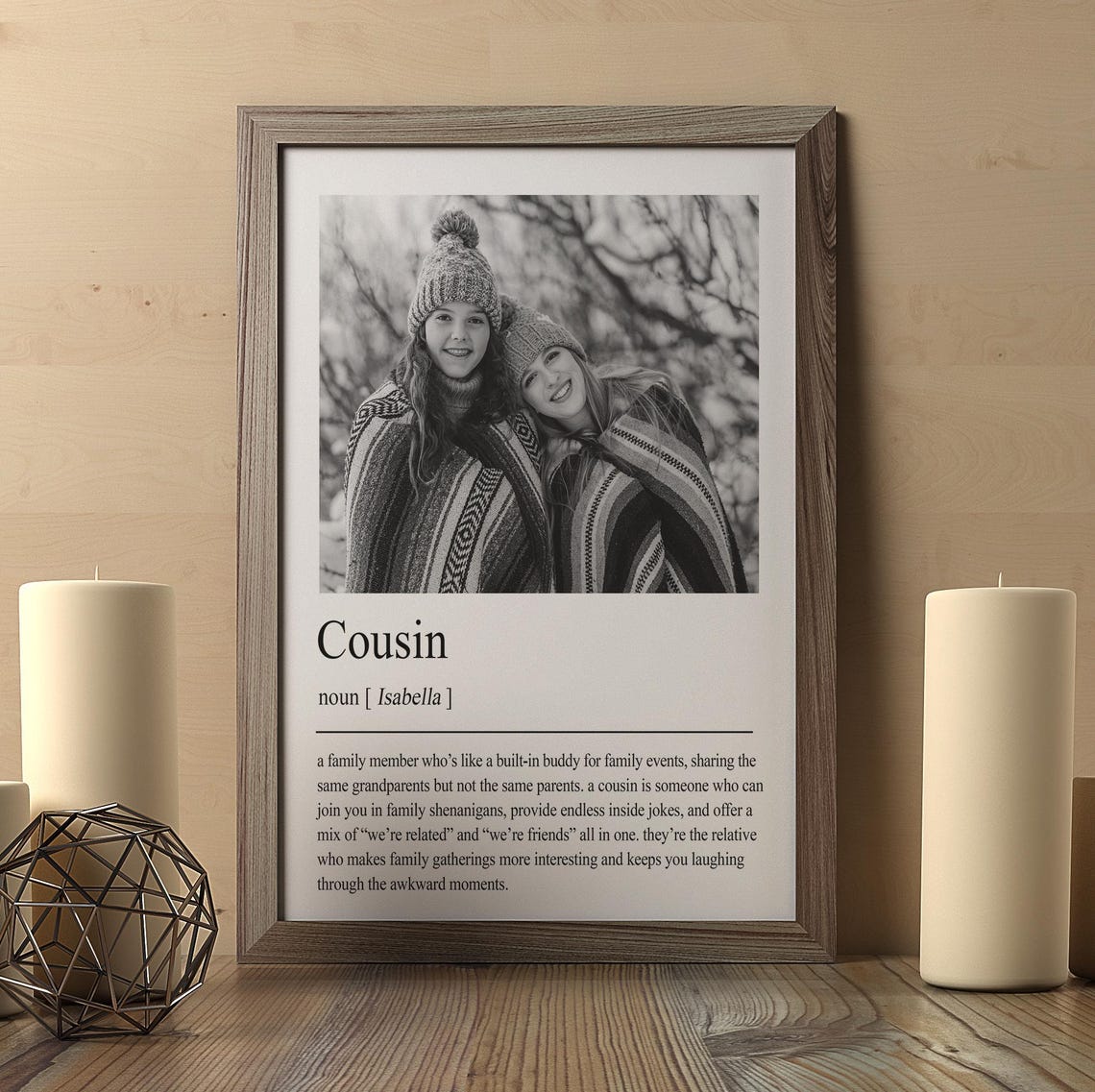 Personalised Cousin Definition Print Cousin Definition Personalised Gift For Cousin Gift For Cousin Custom Photo Gift Birthday - Image 2