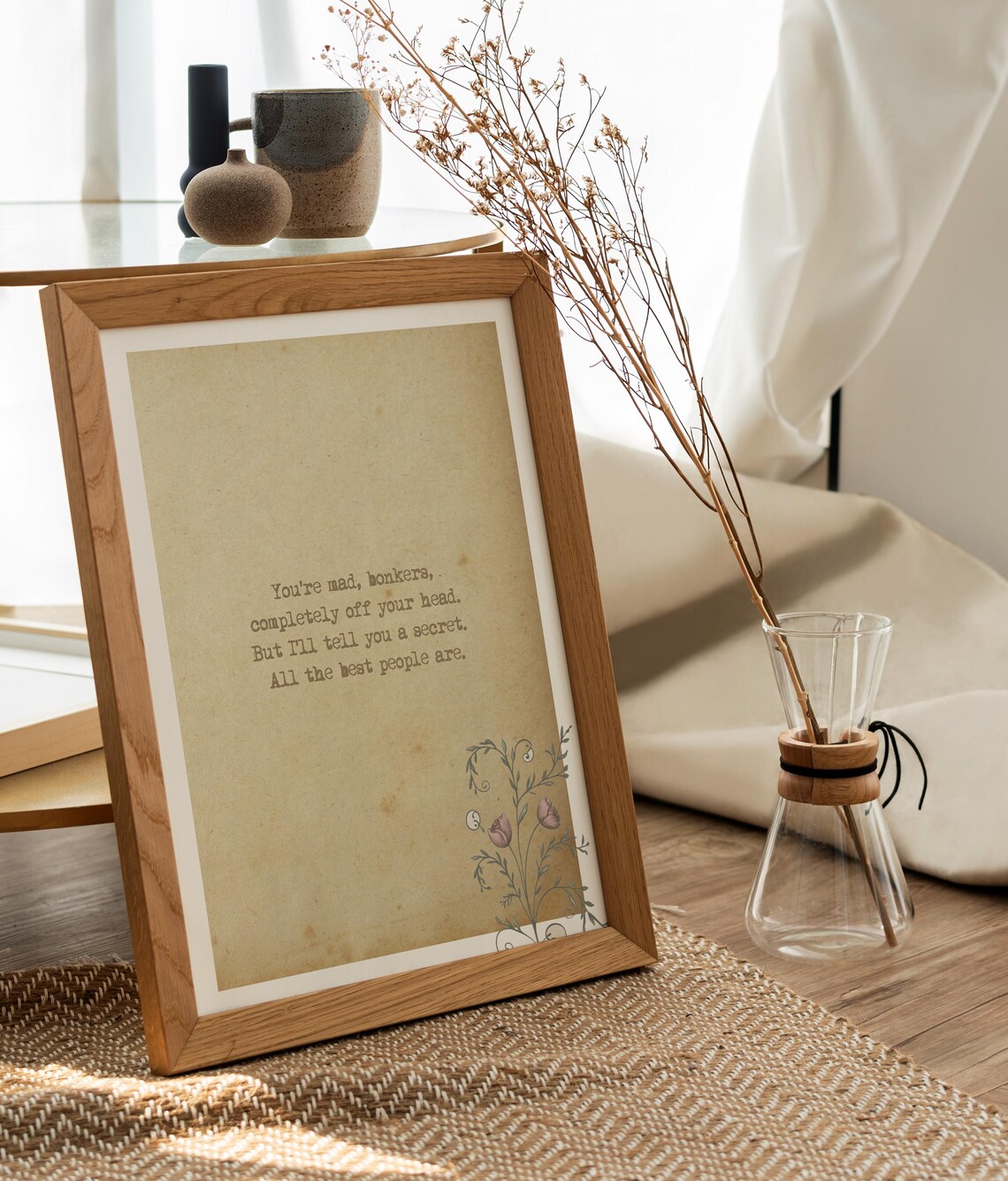 Alice in Wonderland You Are Mad Bonkers Whimsical Quote Poster - Image 2