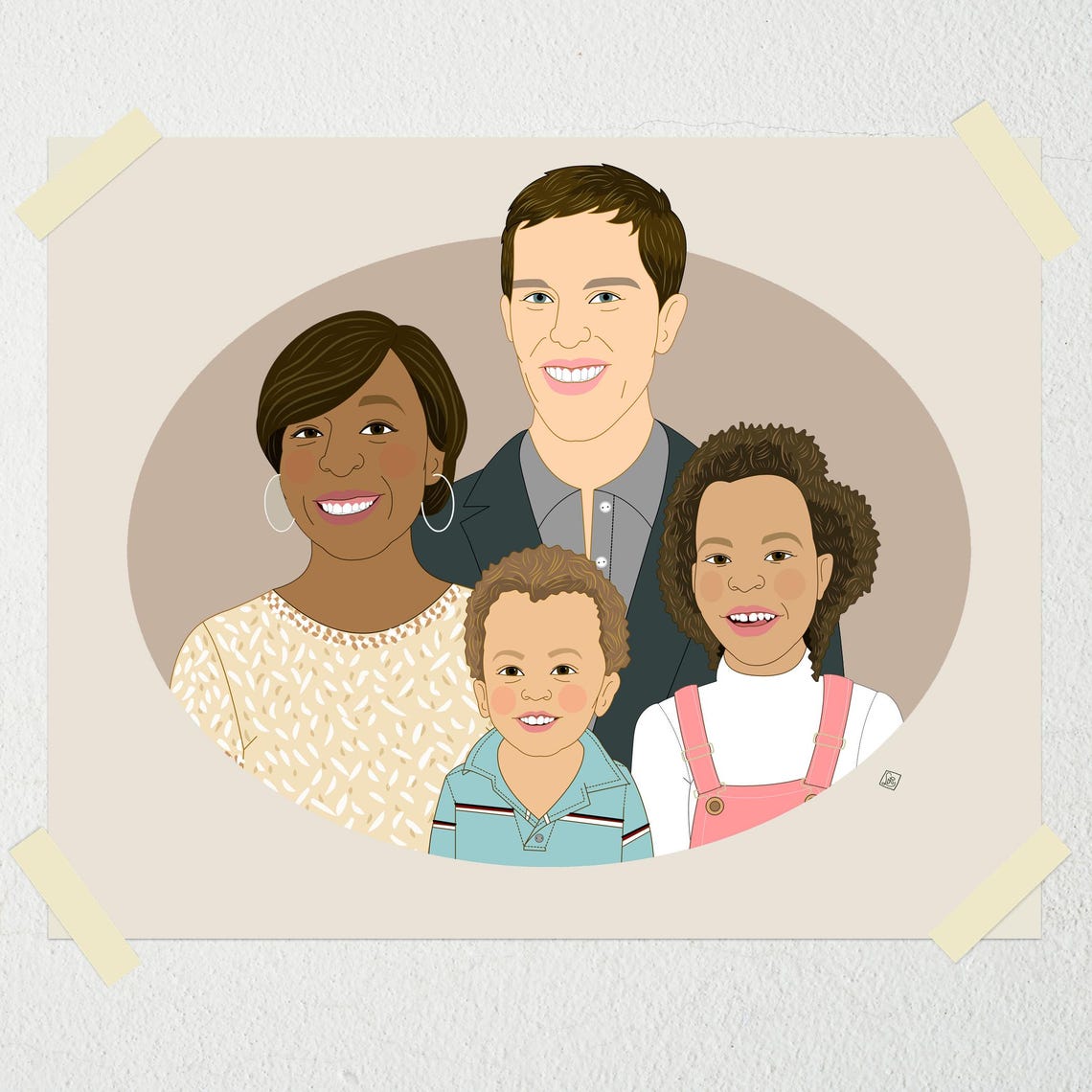 The Abramoffs Custom Cartoon Family Portrait With Cat Art Print - Image 5