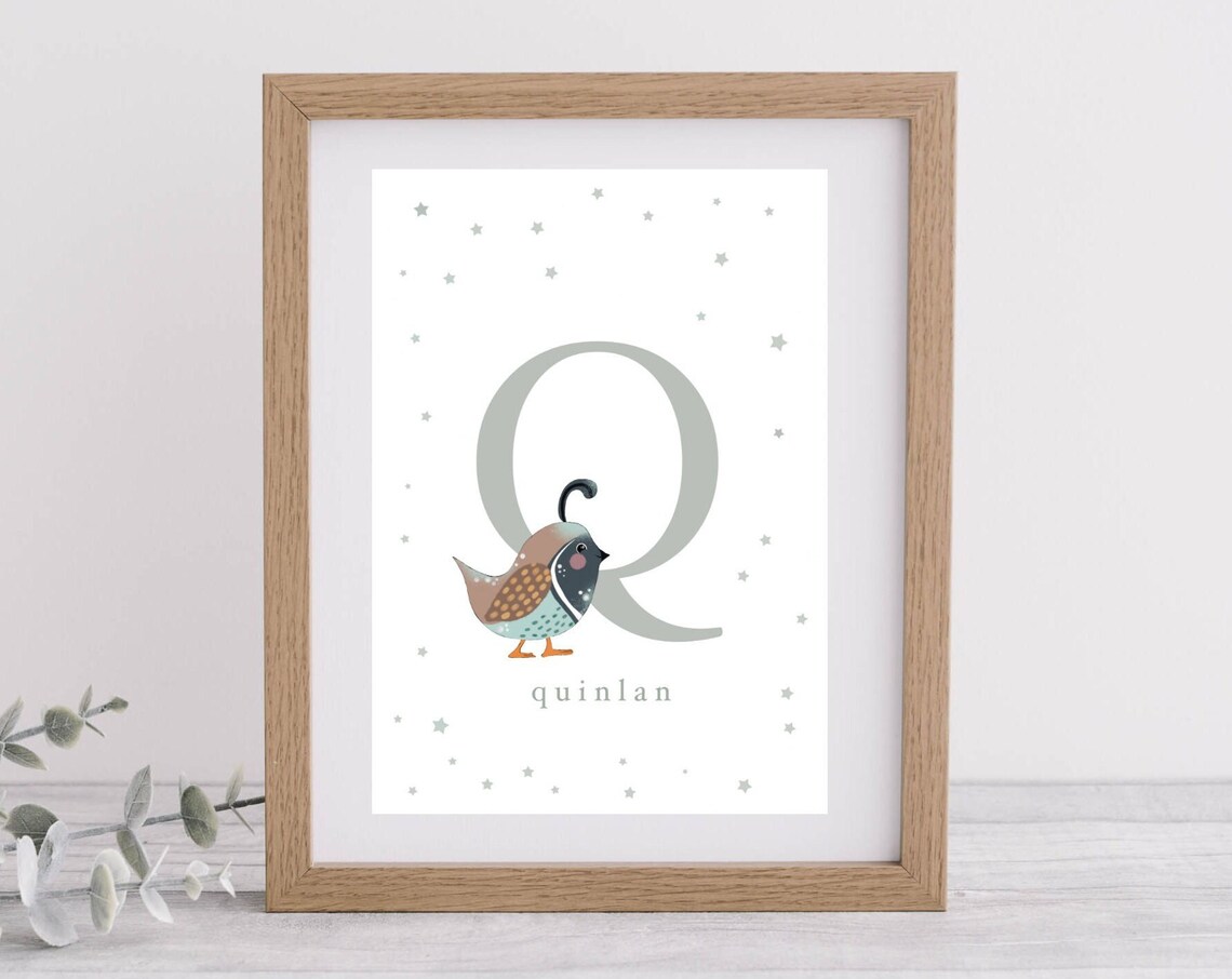 Personalised Letter Q Quail Poster with Name Quinlan for Nursery