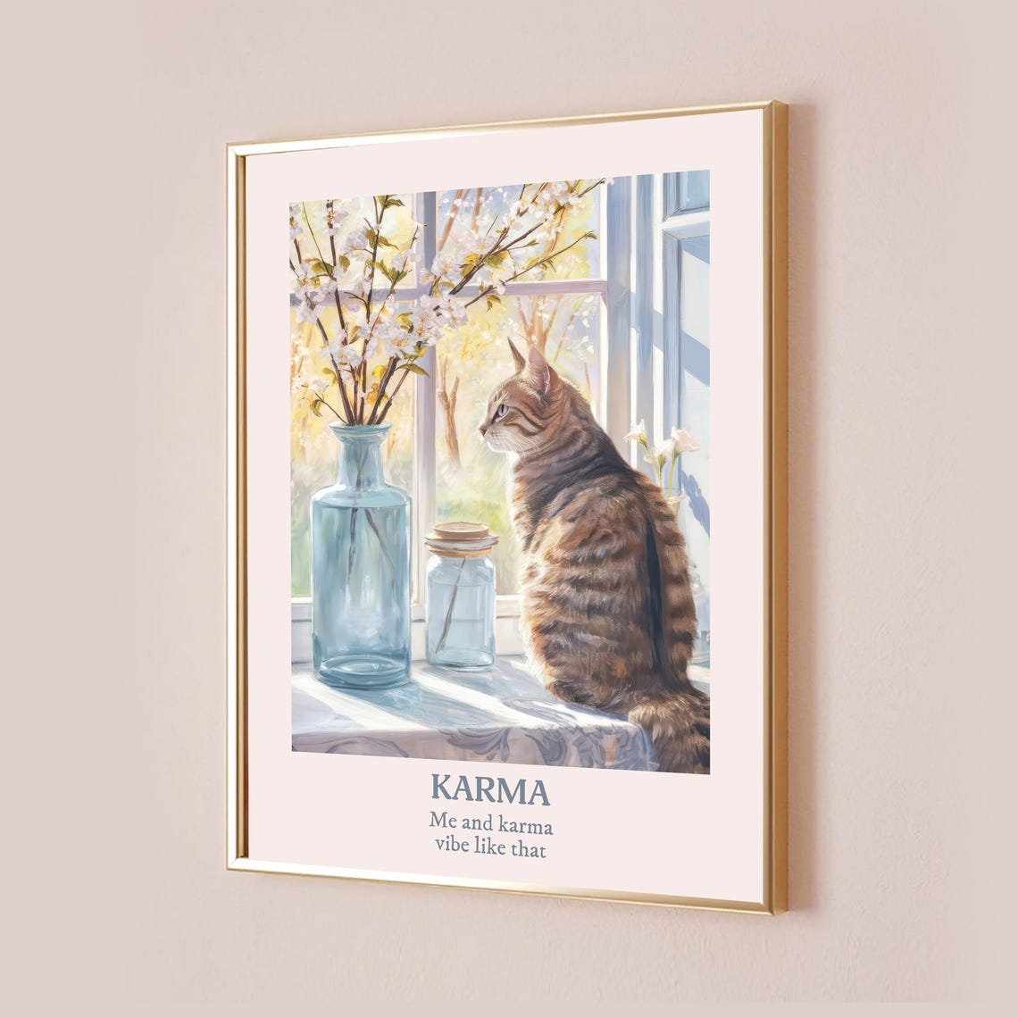 Karma Me and Karma Vibe Like That Cat Window Lyric Art Poster