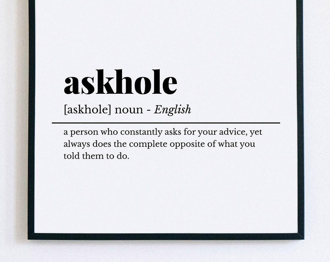 Askhole Funny Definition Poster Sarcastic Office Humor Wall Decor