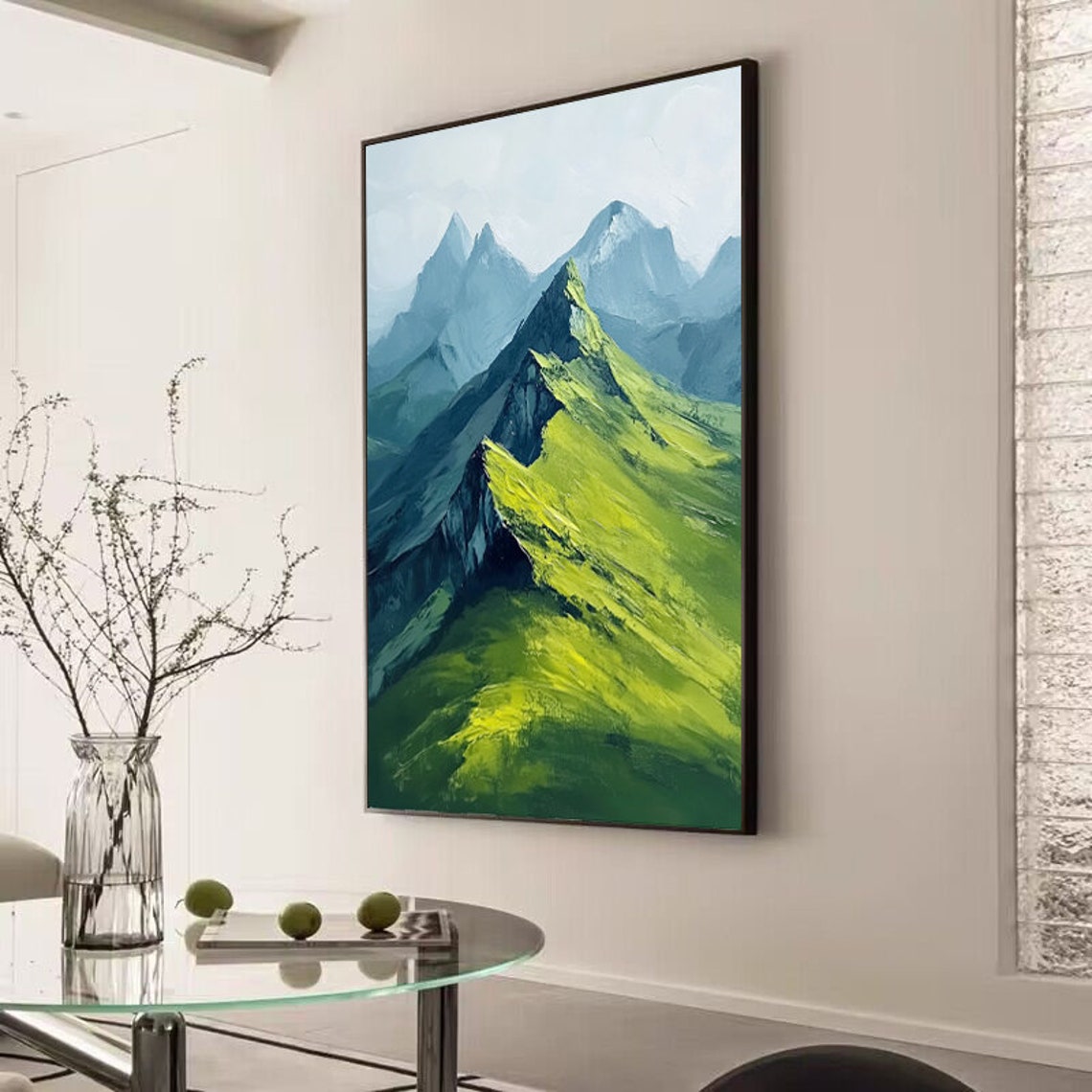 Emerald Green Alpine Peaks in a Vertical Mountain Scene Poster - Image 3