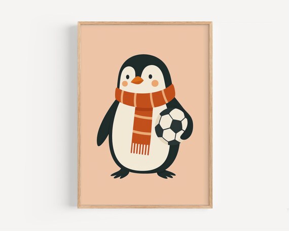 Playful Penguin Sports Poster Childrens Room Wall Art Illustration Print Nursery Decor
