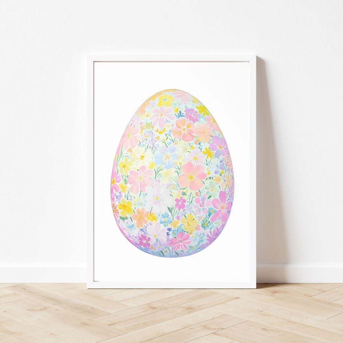 Large Floral Easter Egg Painting in Ditsy Spring Flowers Poster - Image 3