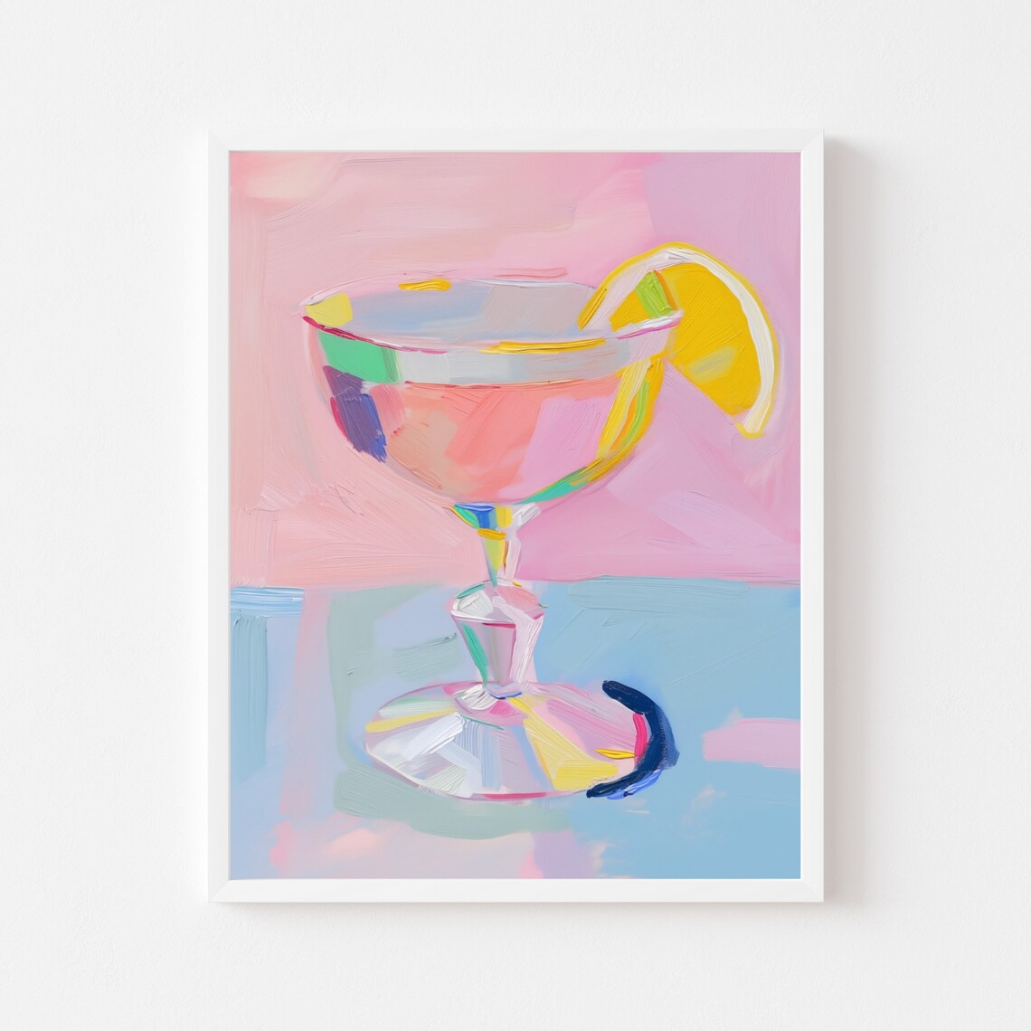 Pink Cocktail With Lemon In A Coupe Glass Bar Painting Poster