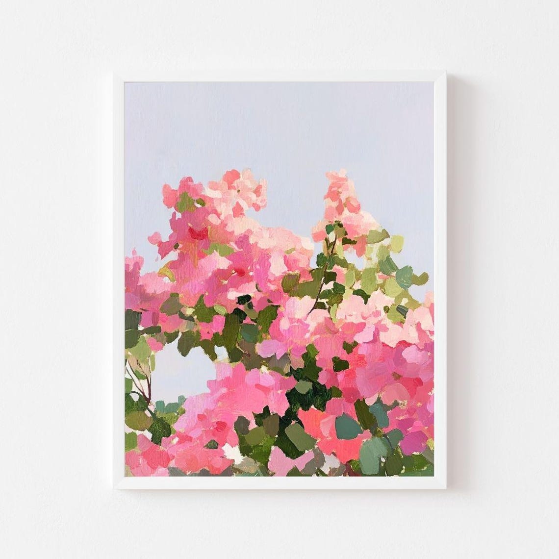 Pink Azalea Bush Blooming Against A Soft Pale Sky Garden Poster