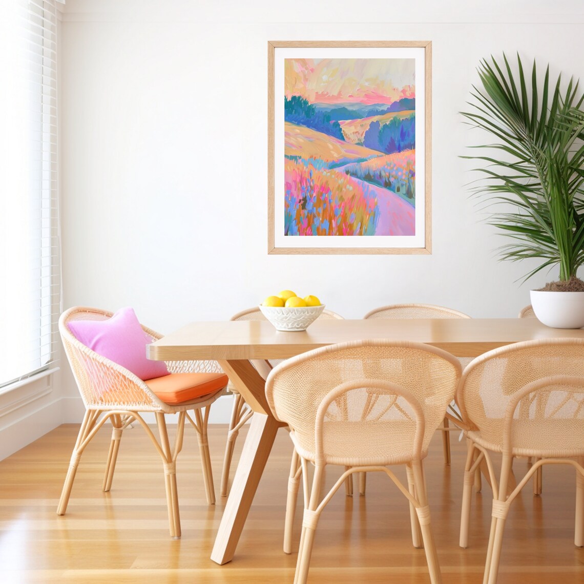 Colorful Abstract Wildflower Field At Sunset Landscape Poster - Image 2