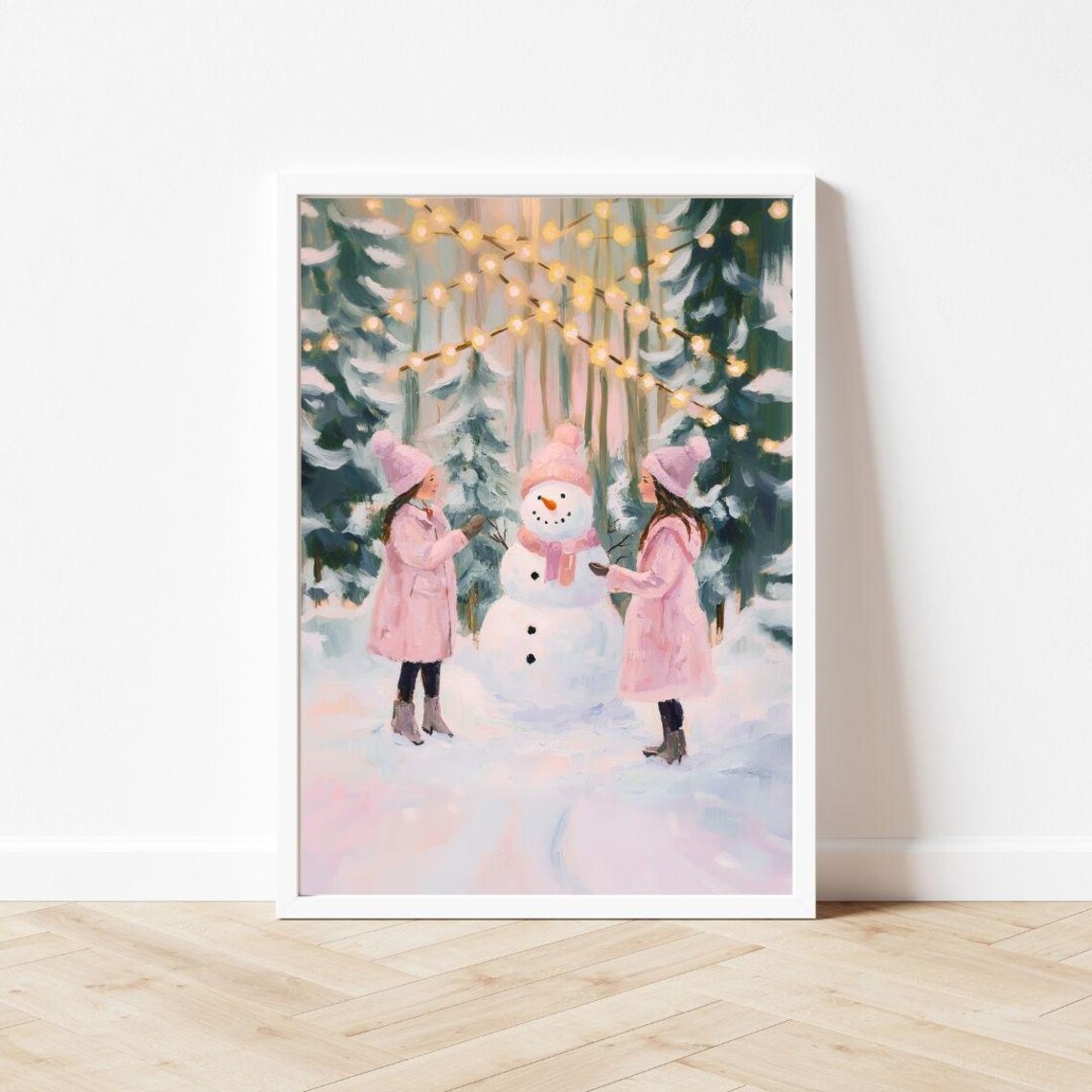 Santa Claus in Hot Air Balloon, Retro Christmas Art Print - Image 3