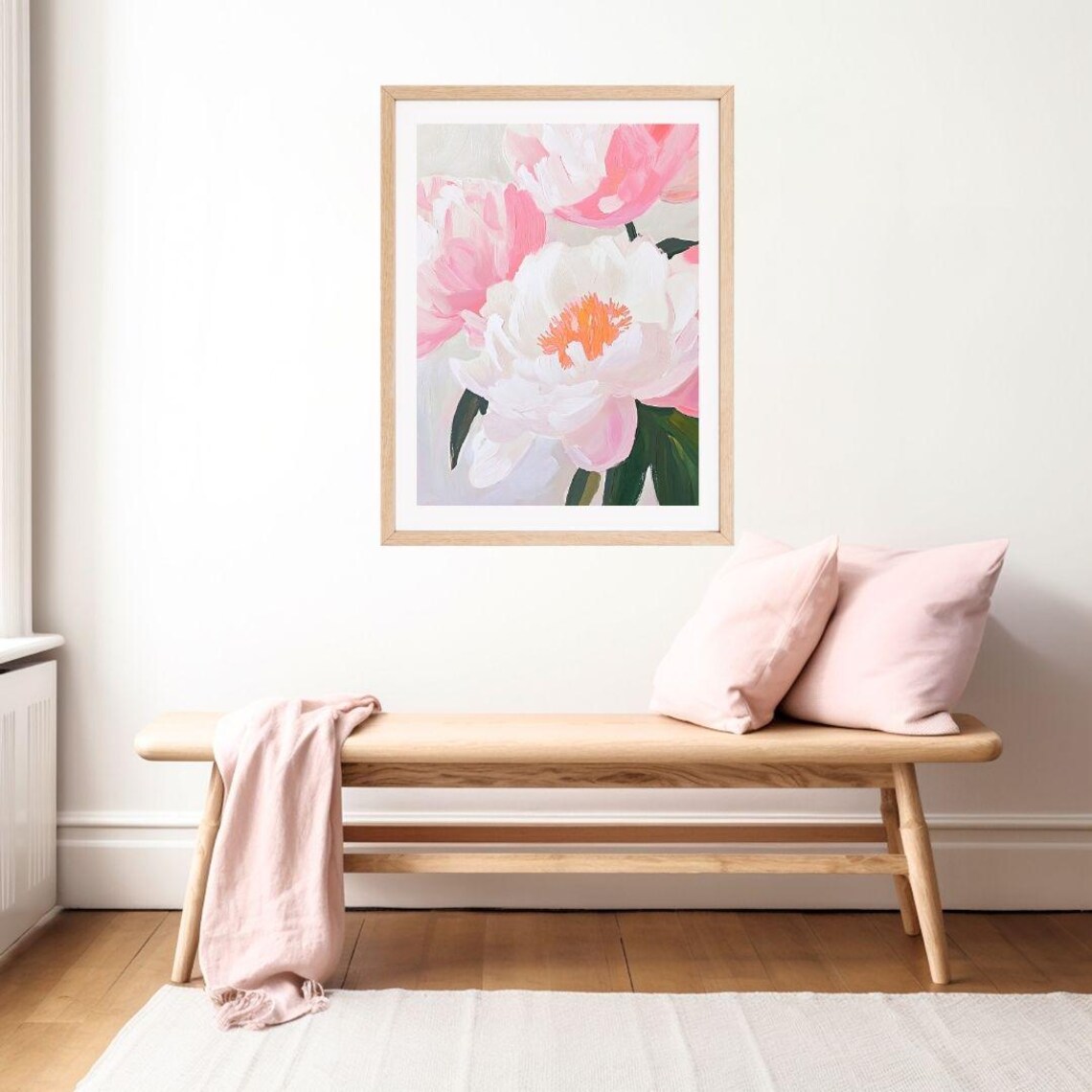 Pink Peonies Painting, Pastel Vintage Floral Art Print - Image 2
