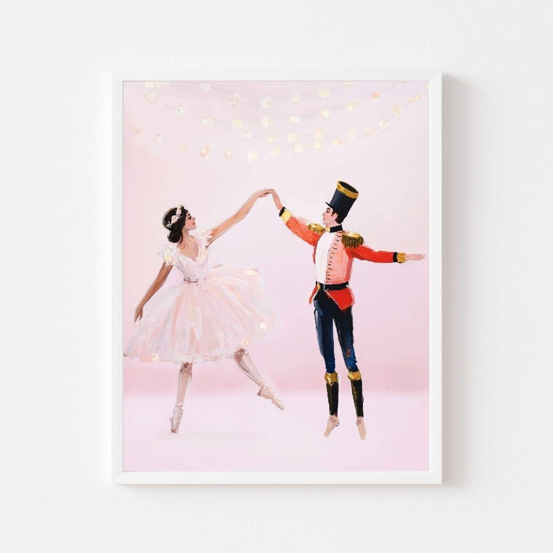 Pink Nutcracker Ballet Ballerina Painting Christmas Toy Soldier Poster