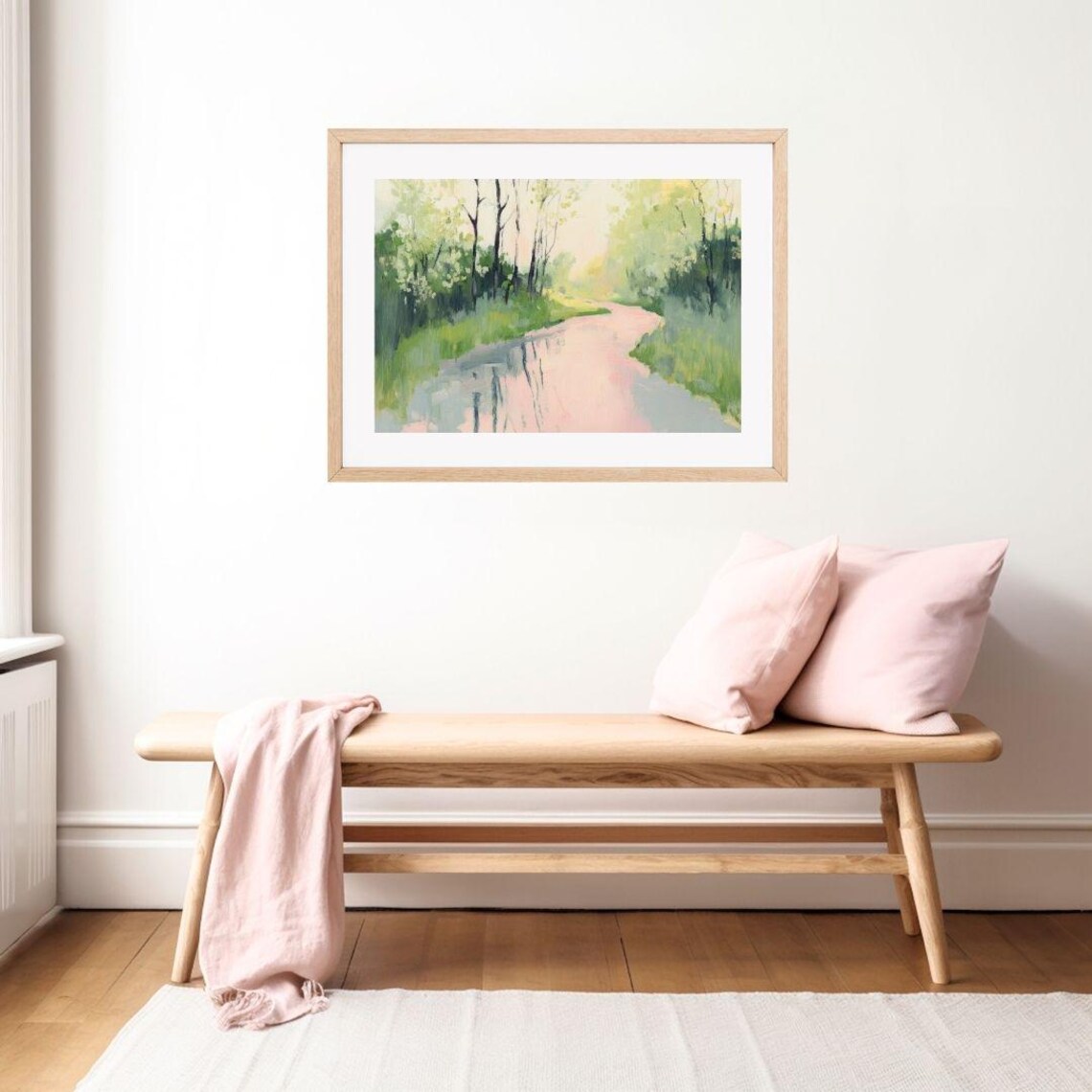 Spring Abstract Forest Landscape Art Print, Pink Green - Image 2