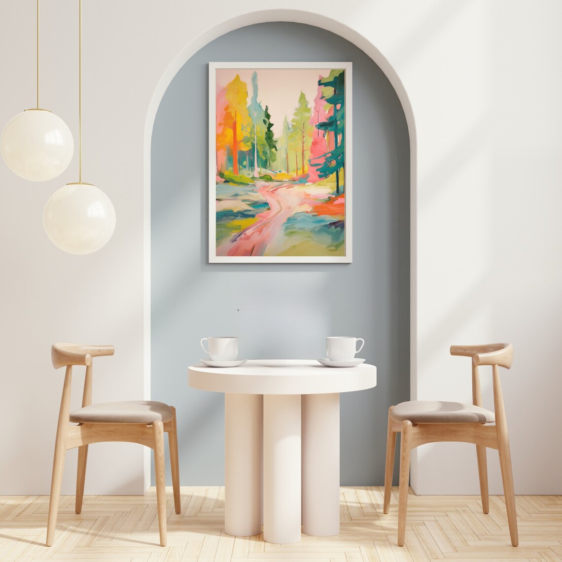 Colorful Abstract Forest Painting, Modern Watercolor Art - Image 3