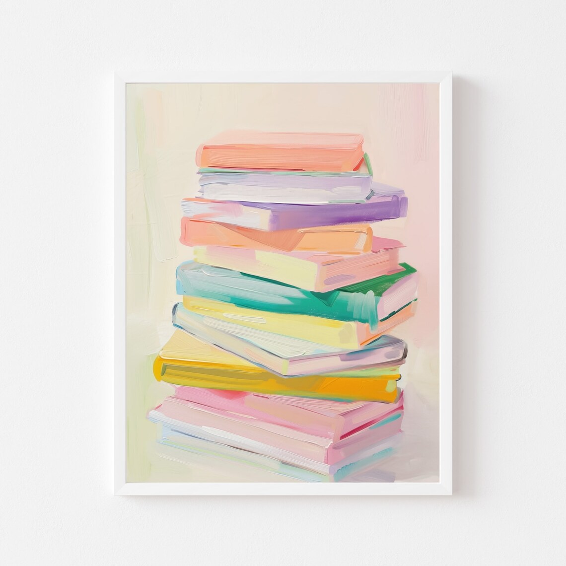Pastel Book Stack Rainbow Reading Nook Art Print