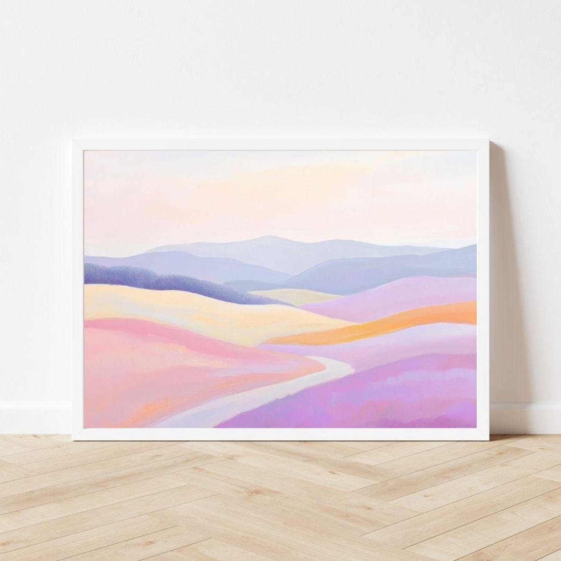 Pink And Purple Rolling Hills With A Winding Country Path Poster - Image 3