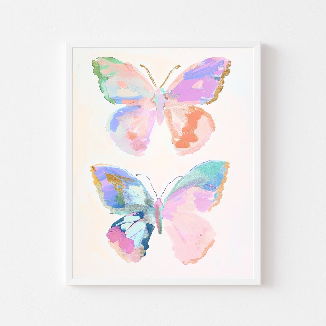 Two Pastel Butterflies Watercolor Tween Room Art Print