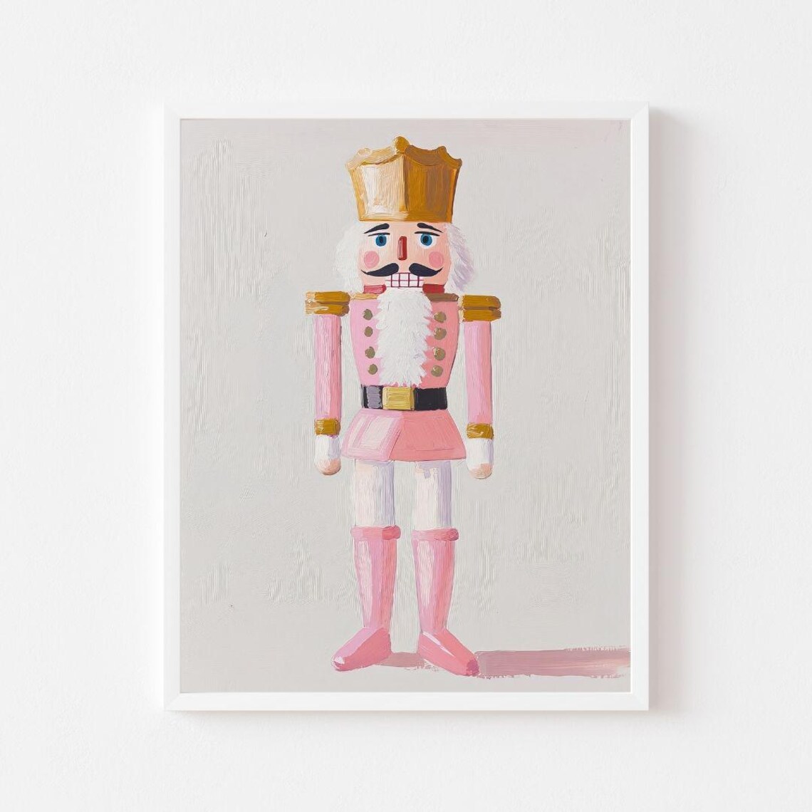 Pink Nutcracker Pastel Christmas Wall Art Print