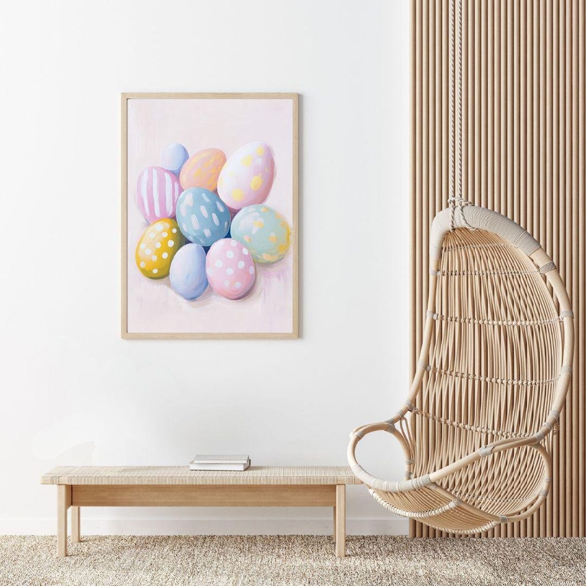 Painted Easter Eggs with Polka Dots Pastel Spring Painting Poster - Image 2