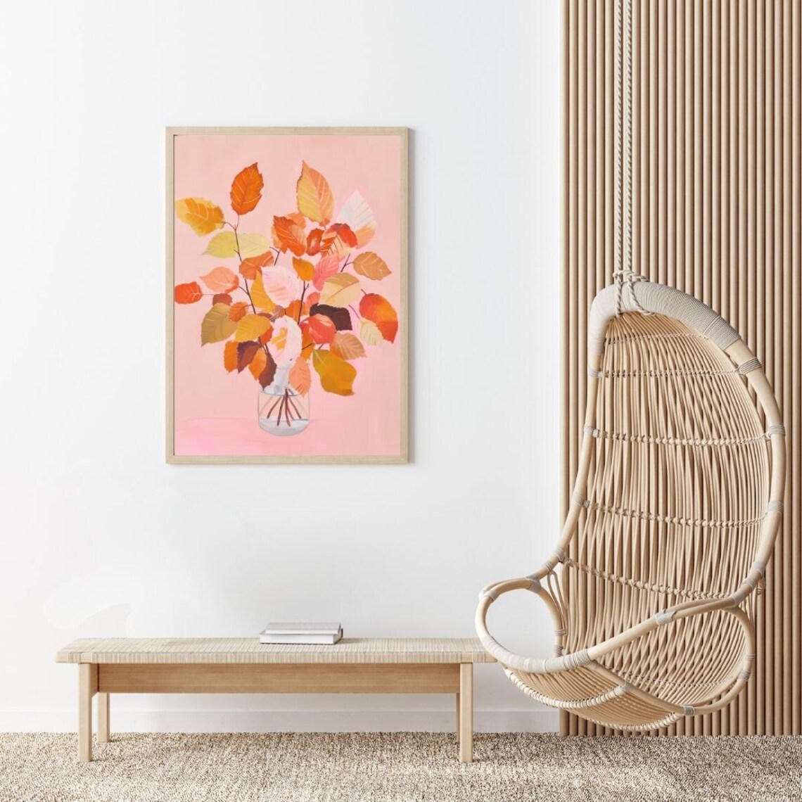 Autumn Leaf Bouquet in Glass Vase With Warm Fall Foliage Poster - Image 2