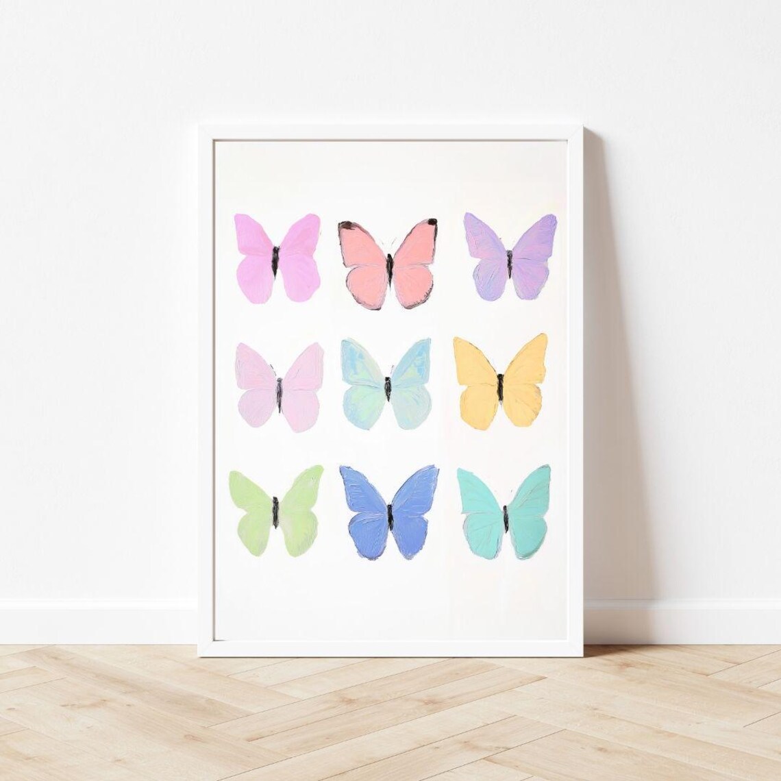 Rainbow Butterflies Pastel Girls Room Art Print - Image 3