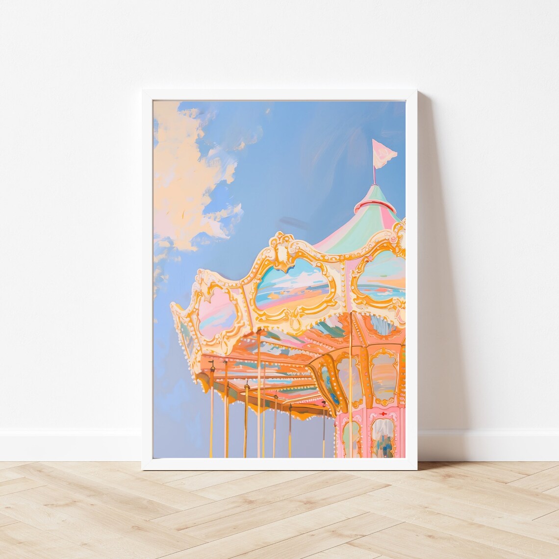 Pastel Carousel Art Print for Girls Room and Playroom - Image 3