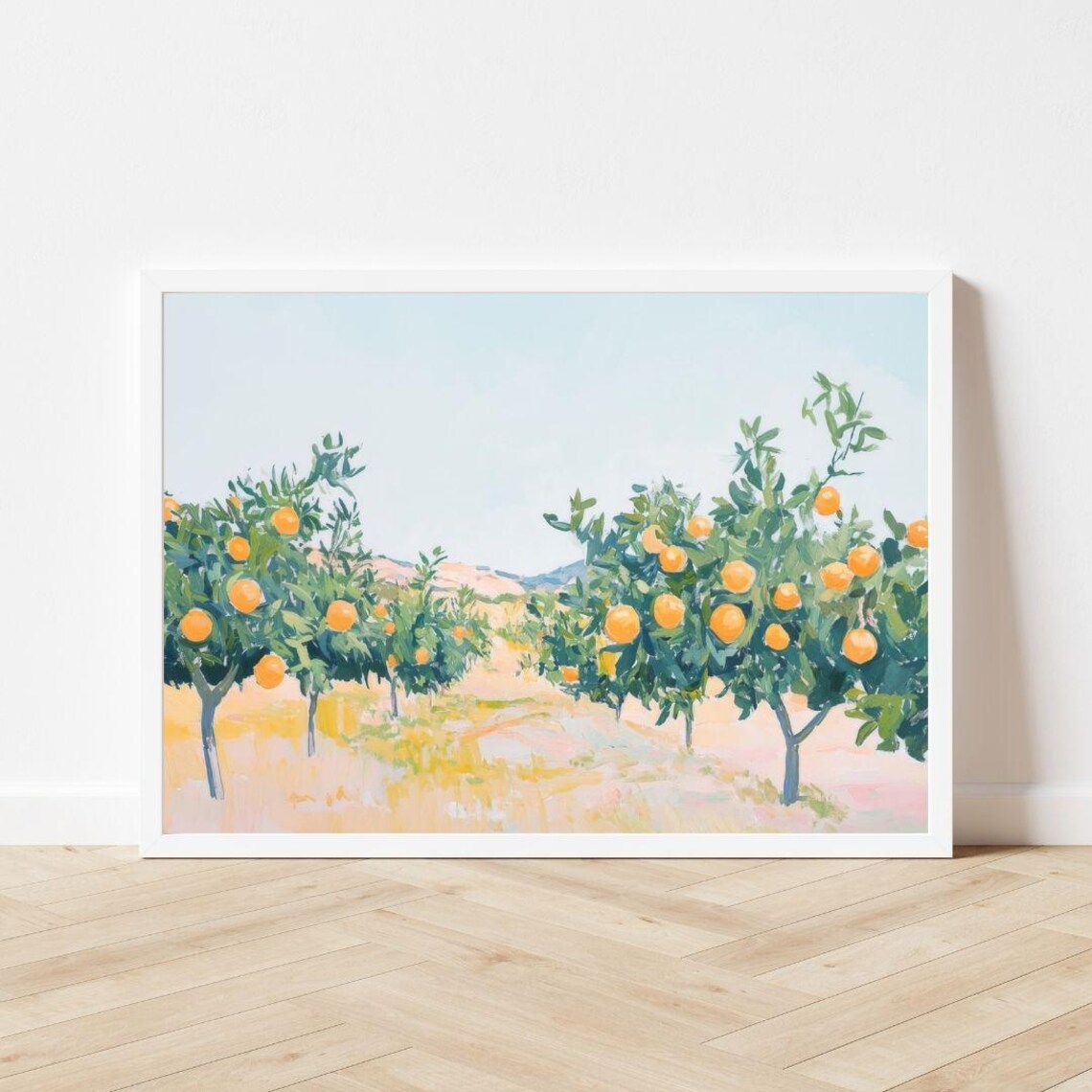 Pastel Orange Grove With Ripe Oranges in Summer Orchard Poster - Image 3