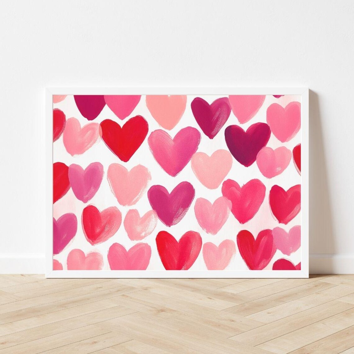 Pink And Red Heart Pattern Valentine Art Print - Image 3