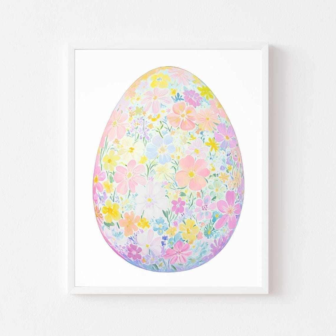 Large Floral Easter Egg Painting in Ditsy Spring Flowers Poster