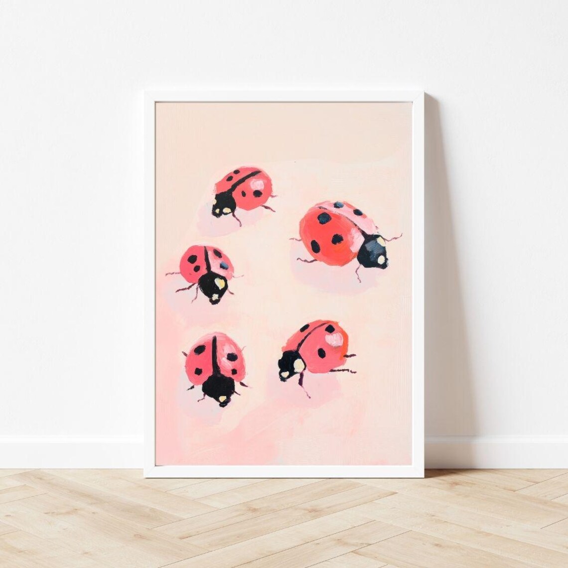 Pink Ladybugs Pastel Nursery Bug Art Print, Girls Room - Image 3