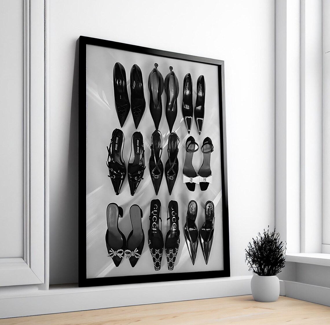 Black Designer High Heels Flat Lay Luxury Fashion Photo Poster - Image 2