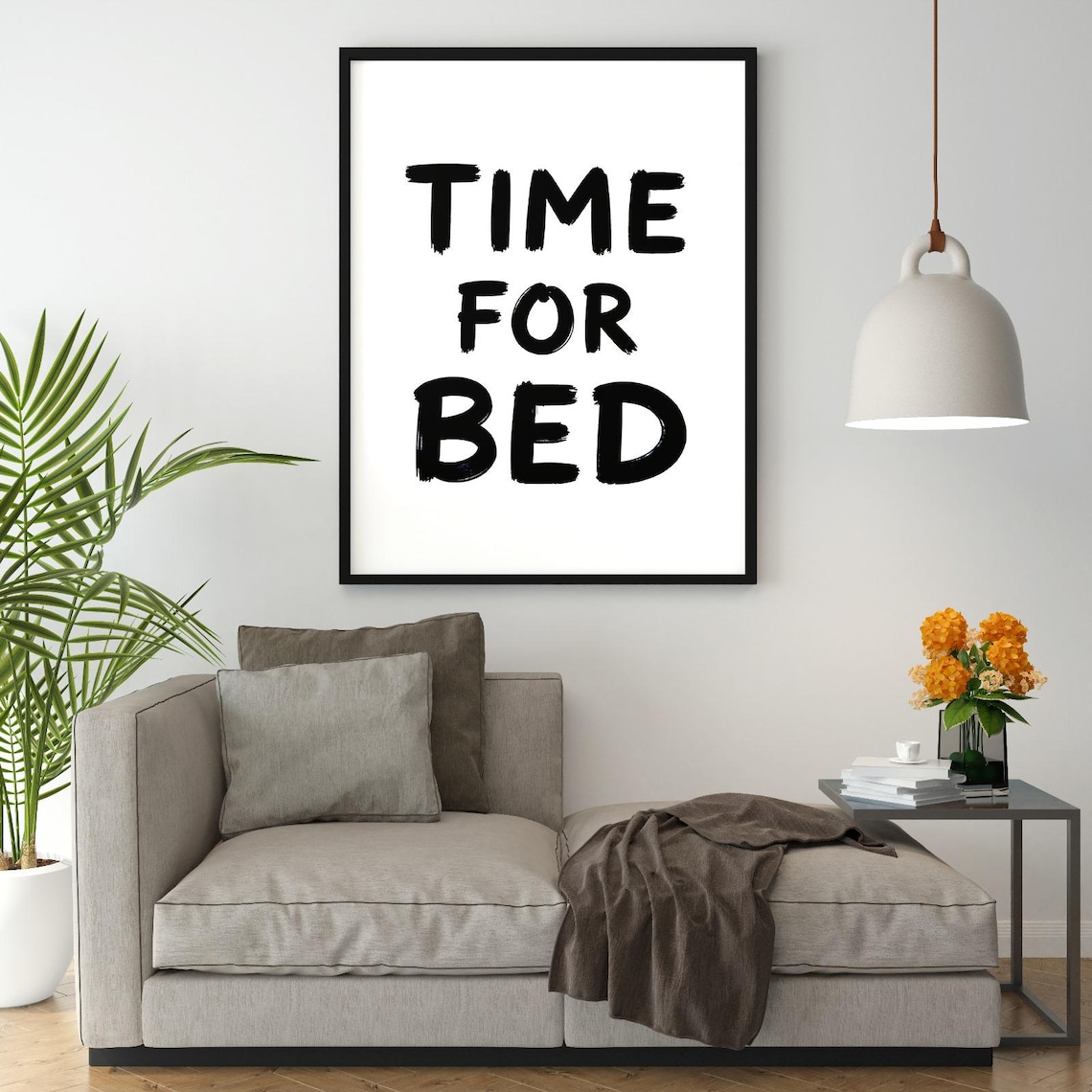 Time for Bed Bold Brush Lettering Minimal Black and White Poster - Image 3
