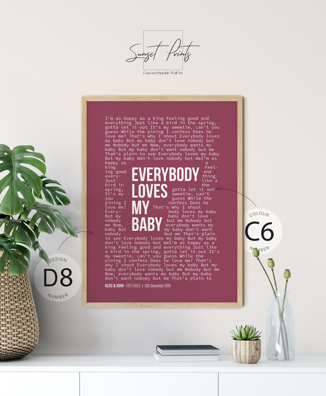 Personalized Song Lyrics Wedding Memory Art Print - Image 3