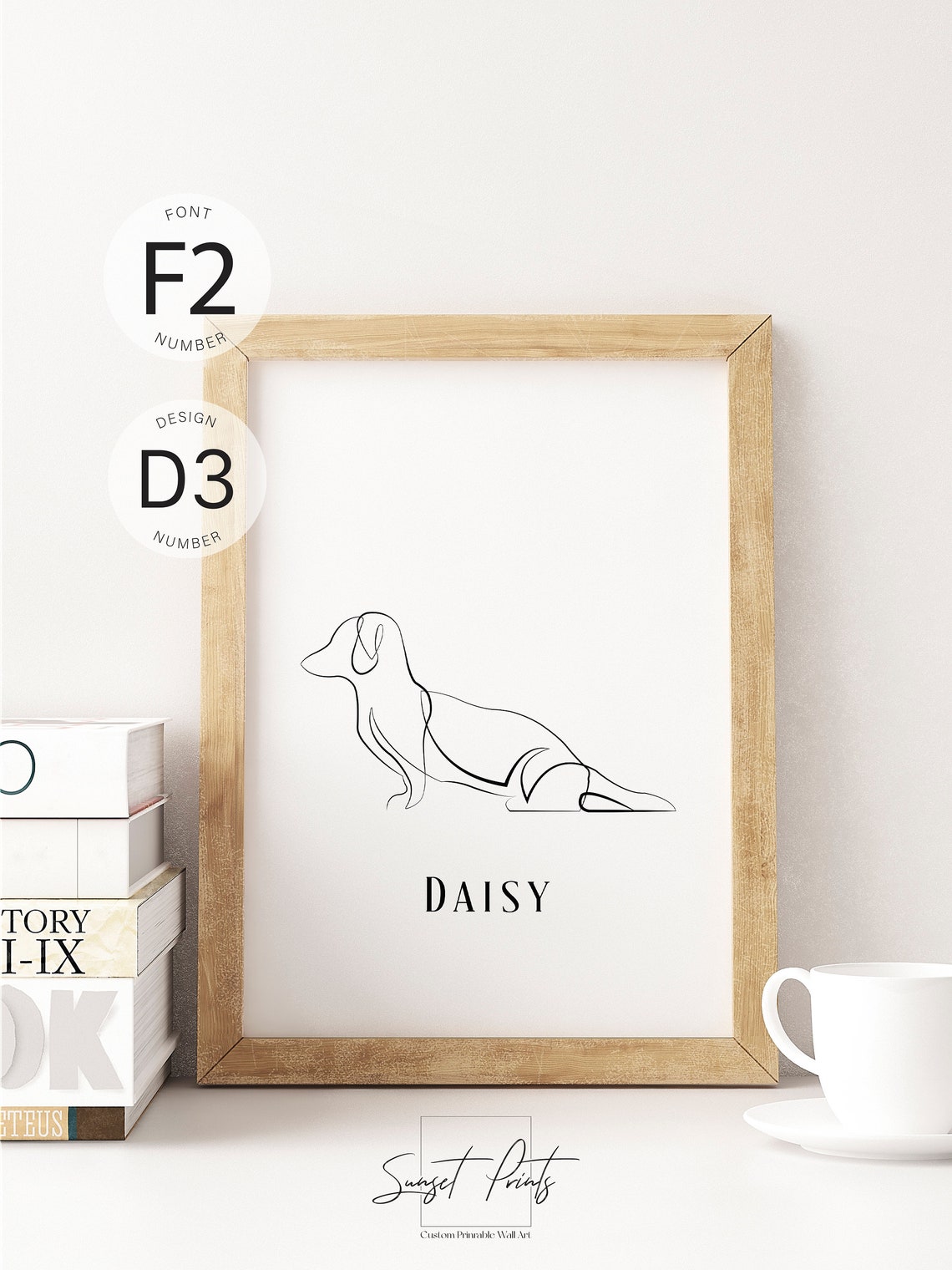 Dachshund One Line Drawing Custom Dog Name Personalized Pet Art Poster - Image 4