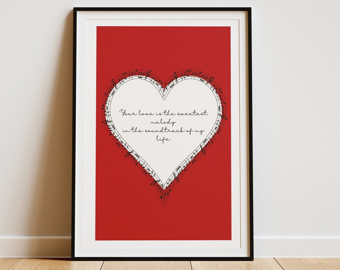 Red Heart Print With Love Message Art Print