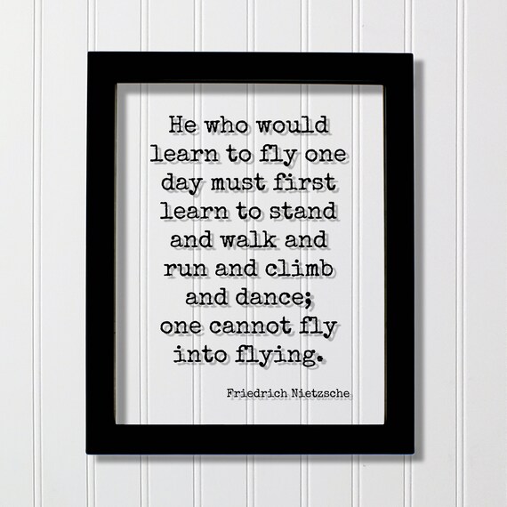 Friedrich Nietzsche Learn To Fly Quote Floating Typography Poster