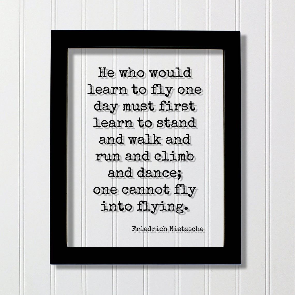 Friedrich Nietzsche Learn To Fly Quote Floating Typography Poster