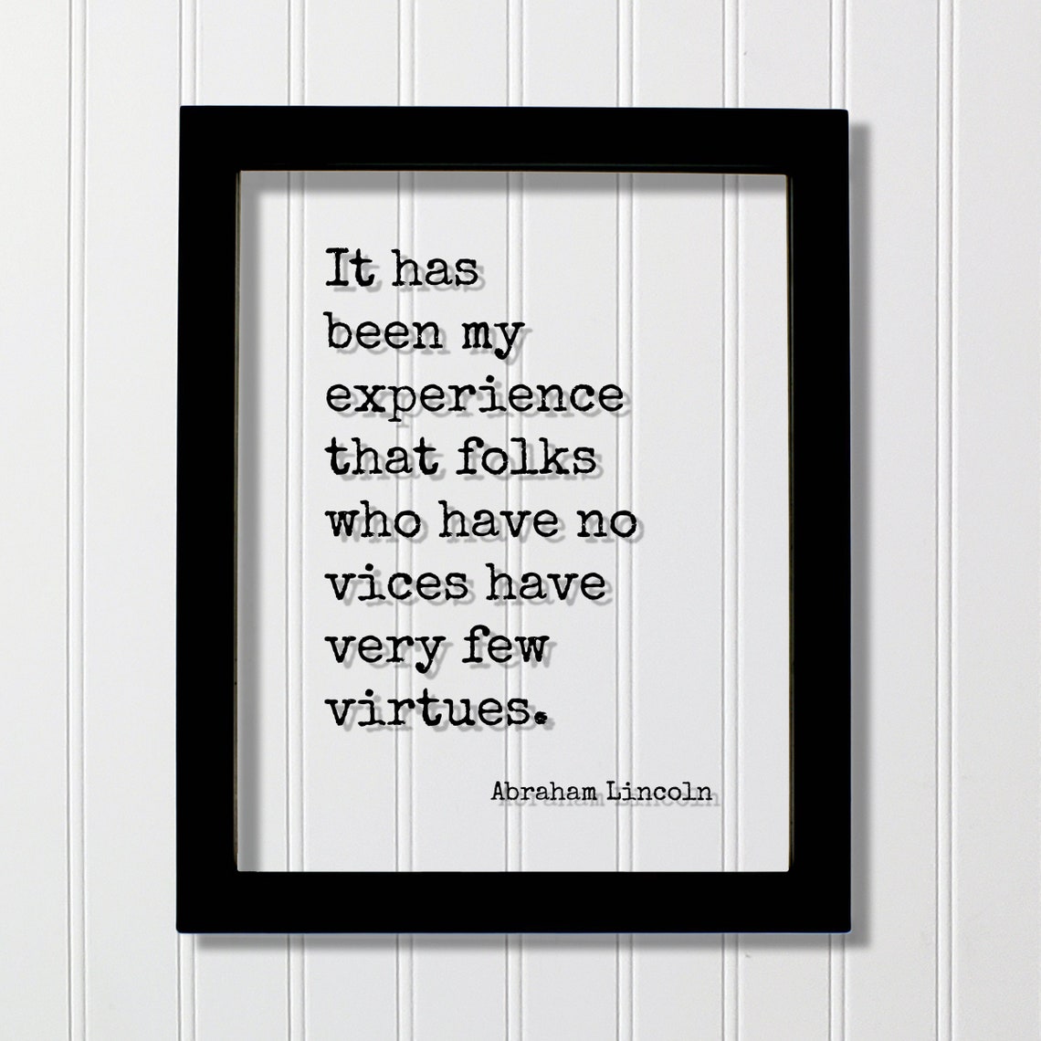 Abraham Lincoln Virtues And Vices Quote Minimalist Typography Poster