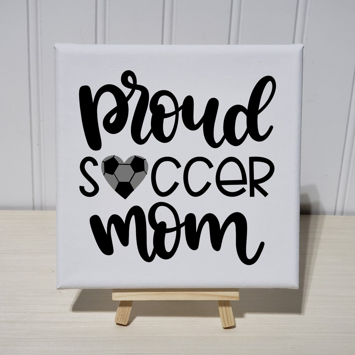 Proud Soccer Mom Heart Soccer Ball Canvas Sign Art Print Gift